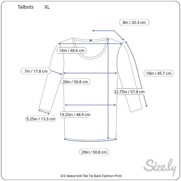 Talbots 3/4 Sleeve Knit Tee Tie Keyhole Back Paris Fashion Print XL - Picture 6 of 6